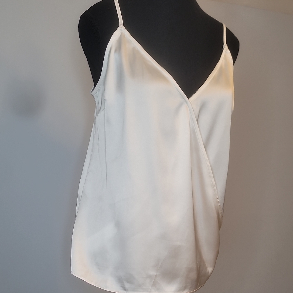 Happily Gray +Aqua Cream Asymmetrical Wrap Camisole